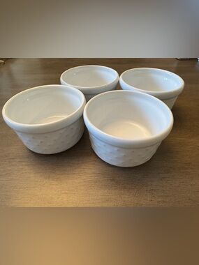 Primavera White Ceramic Ramekin Bowl - Made in Portugal - Set of 4